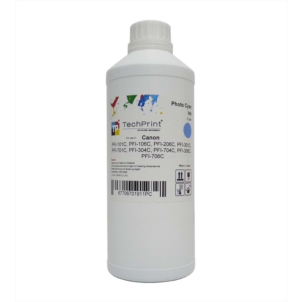 Canon, PFI-706, PFI-701 Photo Cyan Dolum Mürekkebi, (Pigment)1 Litre, CF
