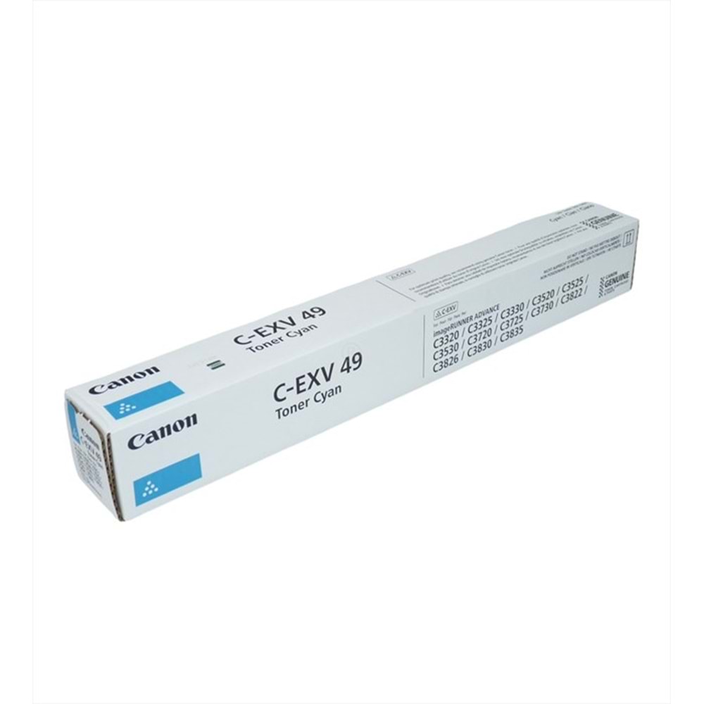 Canon C-EXV 49 Mavi Toner, IR C3320, C3325, C3530, DX C3720, C3725, C3835, 8525B002AA, Orjinal
