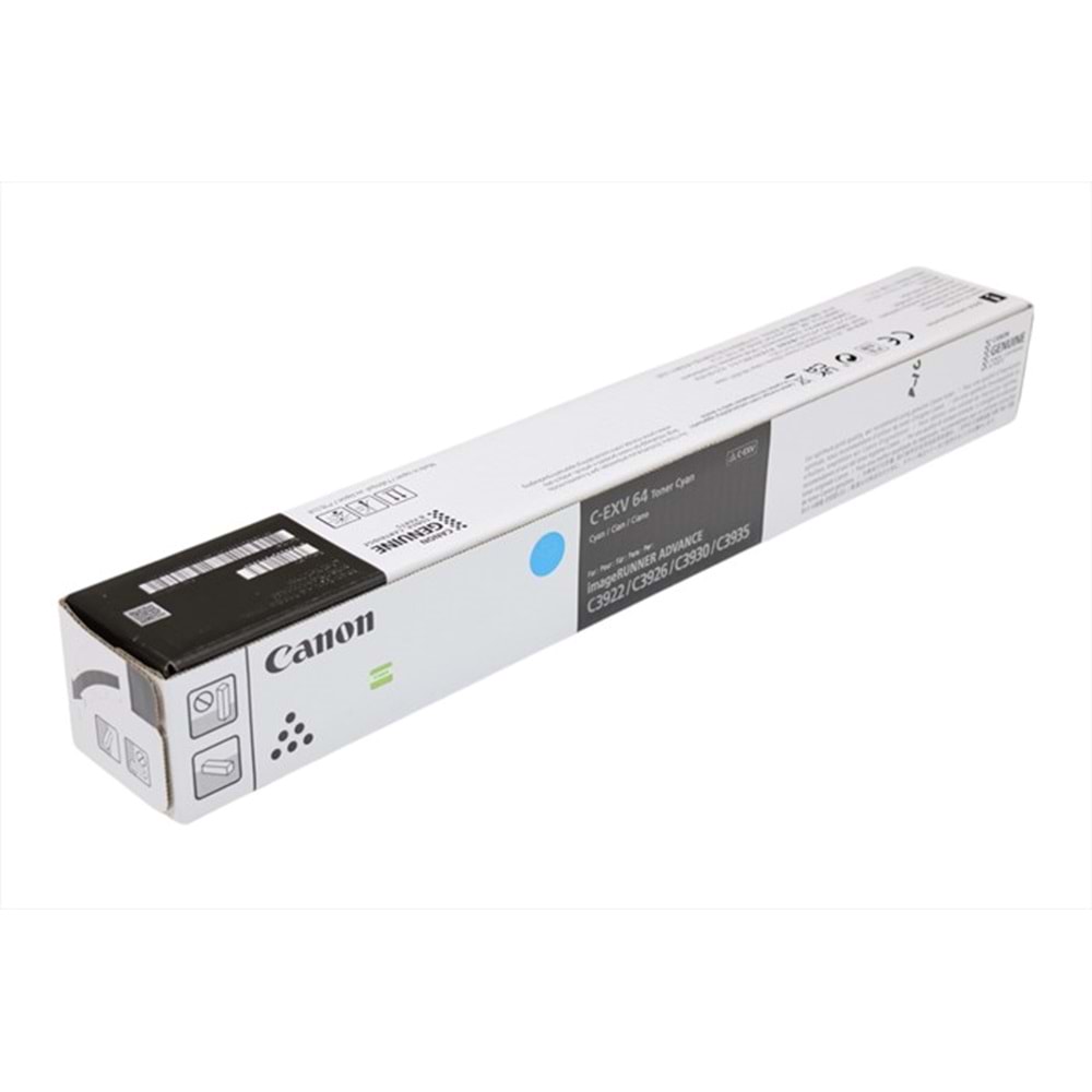 Canon C-EXV-64 Mavi Orjinal Toner, imageRUNNER DX C3930i C3922i C3935i C3926i, Orjinal