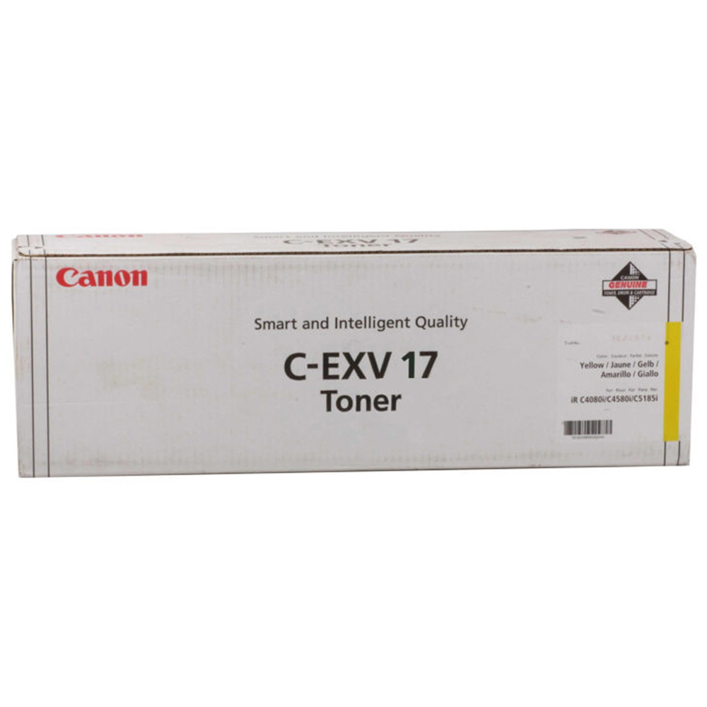 Canon C-EXV 17 Sarı Toner, IR C 4080, IR C 4580, IR C 5180 I, IR C 5185, 0259B002AA, Orjinal