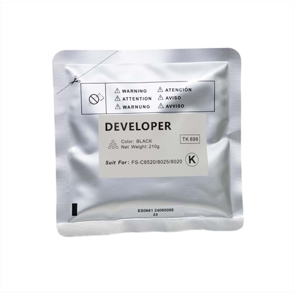 Kyocera Mita TK-898 Copyfix Siyah Developer FS C 8020, FS C 8025, FS C 8520, TASKALFA 205 C, TASKALFA 255 C, 210g, YCF