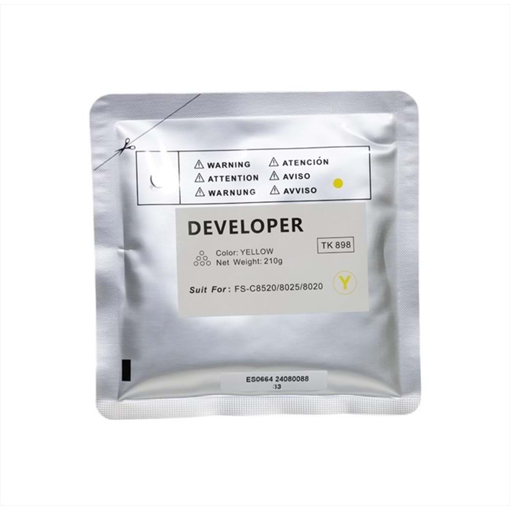 Kyocera Mita TK-898 Copyfix Sarı Developer FS C 8020, FS C 8025, FS C 8520, TASKALFA 205 C, TASKALFA 255 C, 210g, YCF