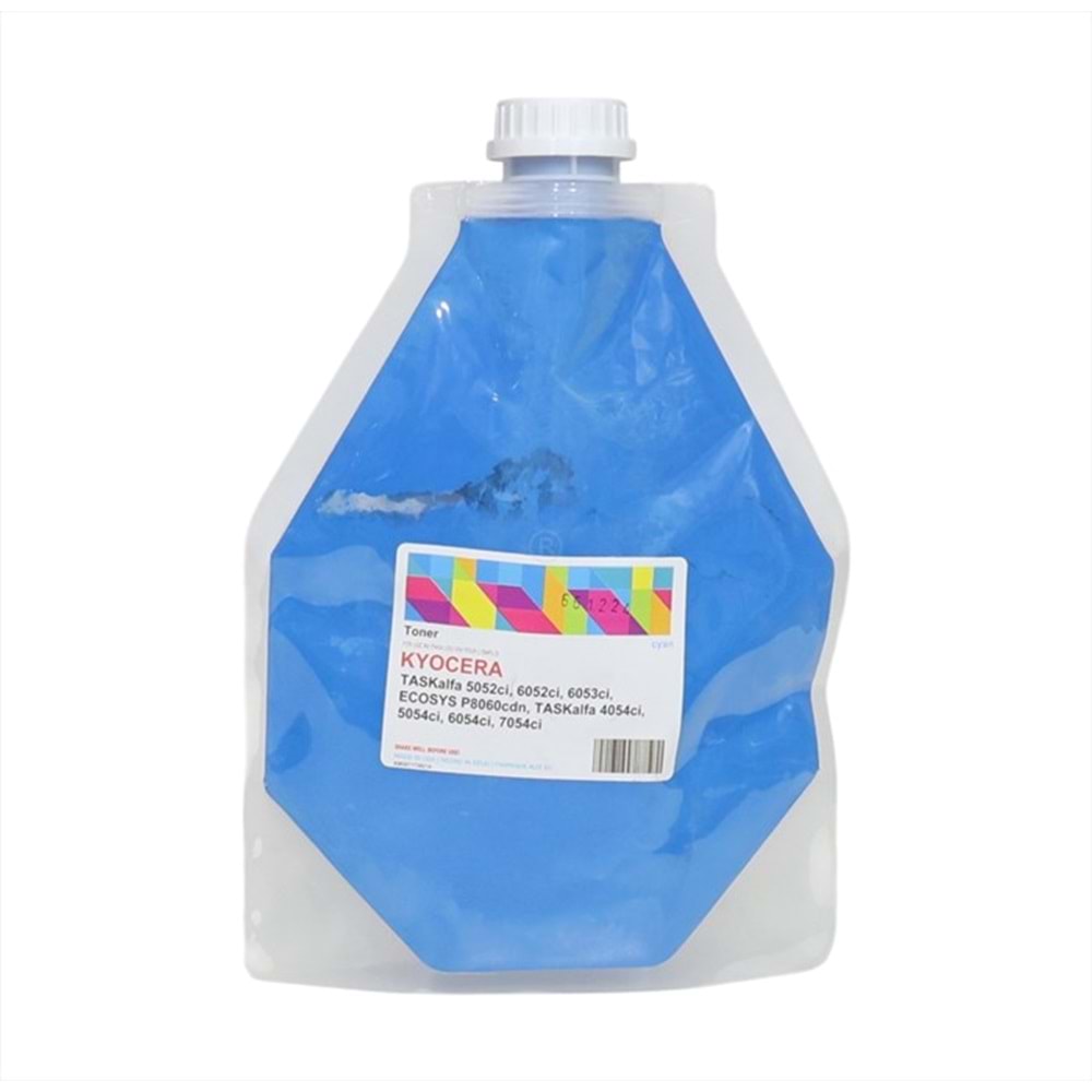 Kyocera Mita Mavi (Cyan) Dolum Toneri, TK-8335, TK-8345, TK-8365, TK-8375, TK-8515, TK-8525, TK-8545, TK-8555, (500GM FOIL BAG), (Made in USA)