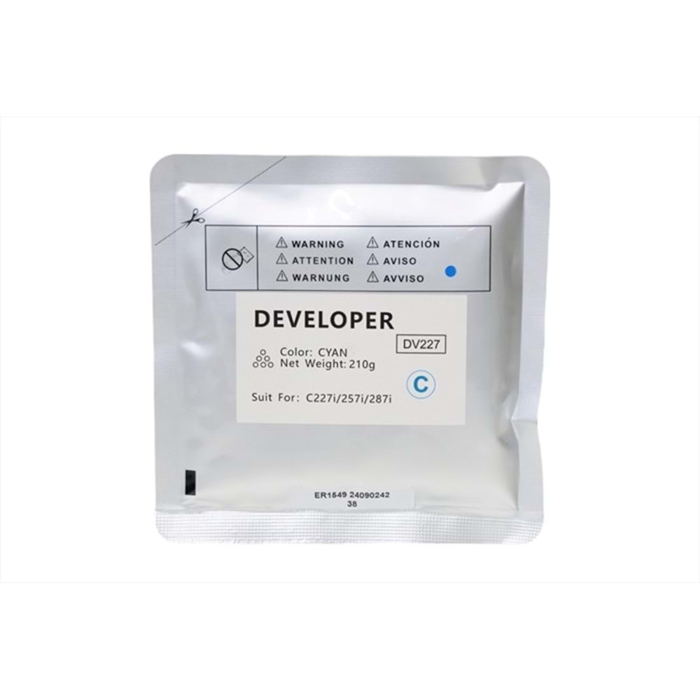 Konica Minolta DV227 Mavi Copyfix Developer, BIZHUB C 227i, C 257i, C 287i, DV-227C, 210g, YCF