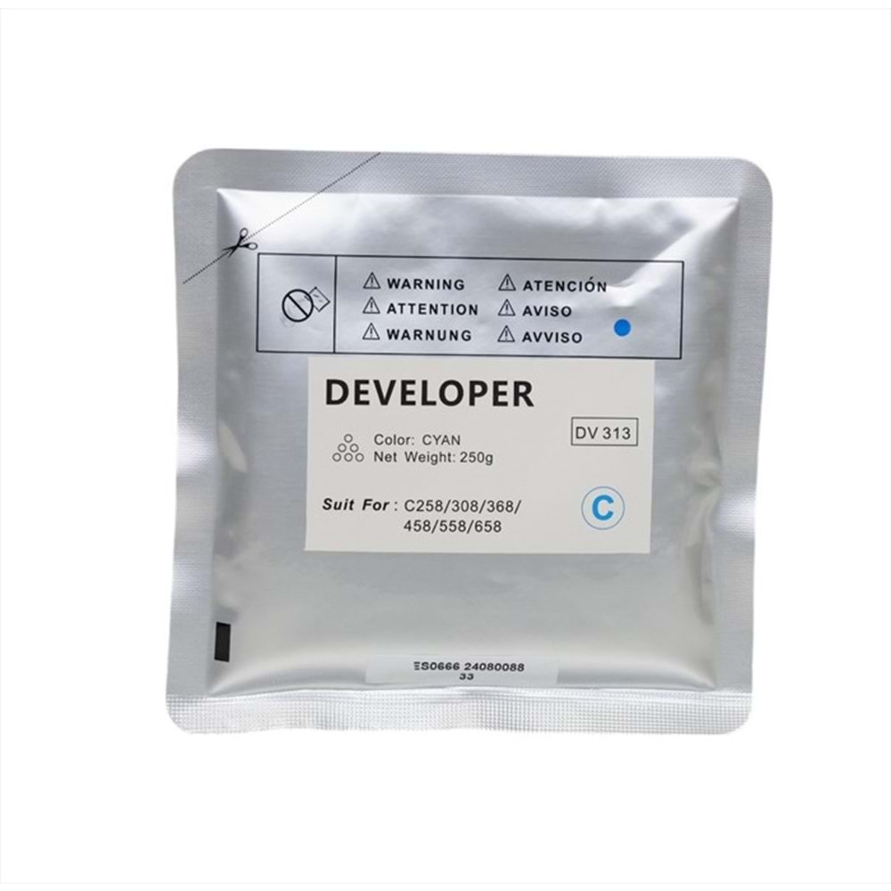 KN, DV-313 Mavi Muadil Developer, C224, C284, C454, DV214C, 221C, 226C, 311C, 313C, 512C, 619C, 210g, YCF