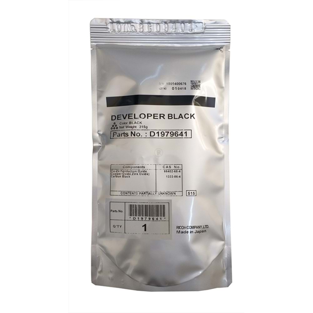 Ricoh MP 2554 Orjinal Developer, MP 2554, MP 3054, MP 3055, MP 3555, MP 5054, MP 6054, D197-9641, 315g, Orjnal