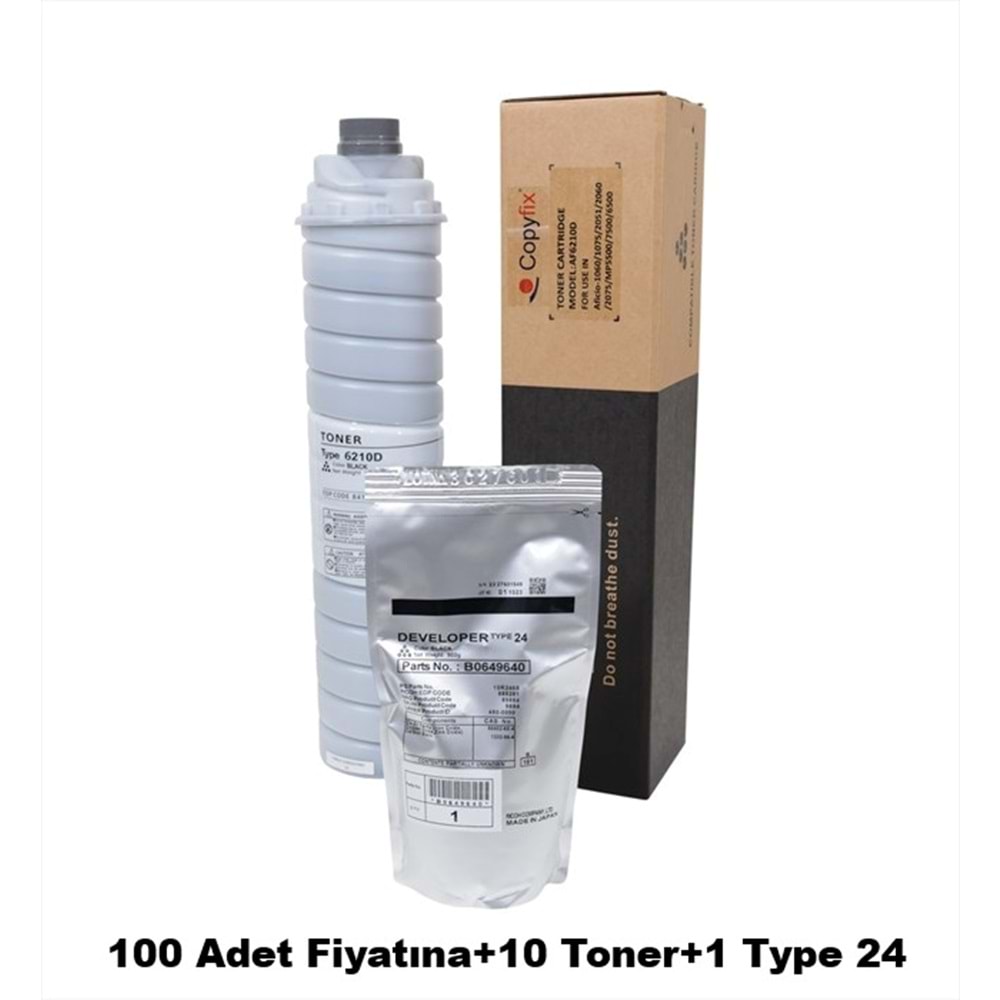 100+10 Adet 6210D Copyfix Toner+1 Adet Type 24 Orjinal Developer Paket, YCF