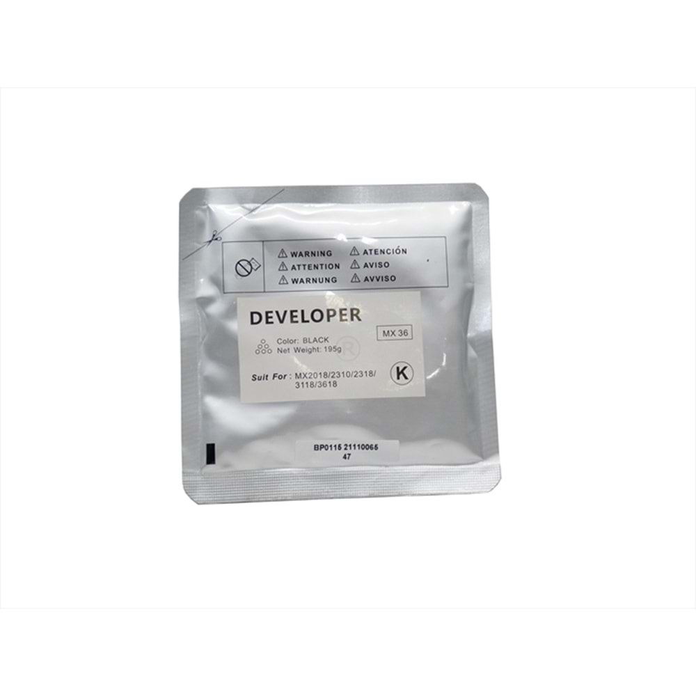 Sharp MX-36 Copyfix Siyah Developer, MX 1810, MX 2010, MX 2310, MX 2610, MX 3110, MX 3640, MX-36FVBA, MX-36GVBA, 195g, YCF