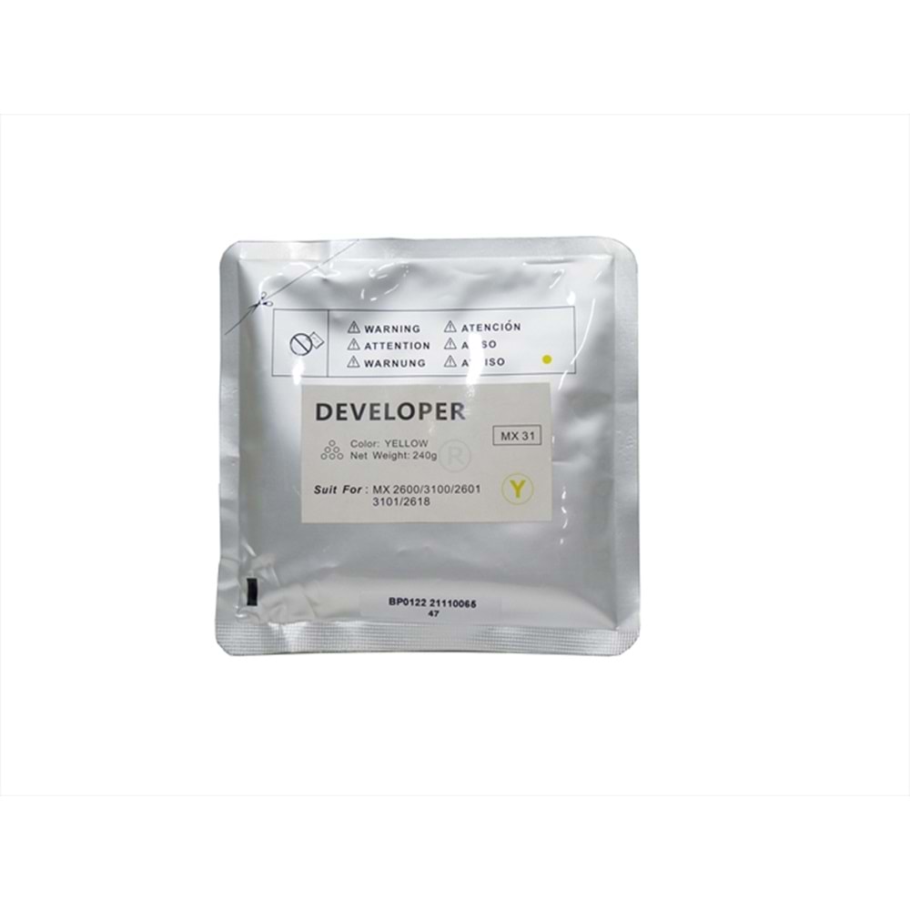 Sharp MX-31 Copyfix Yellow Developer MX 2301, MX 2600, MX 3100, MX 4100, MX 4101, MX 5000, MX 5001, 240g, YCF