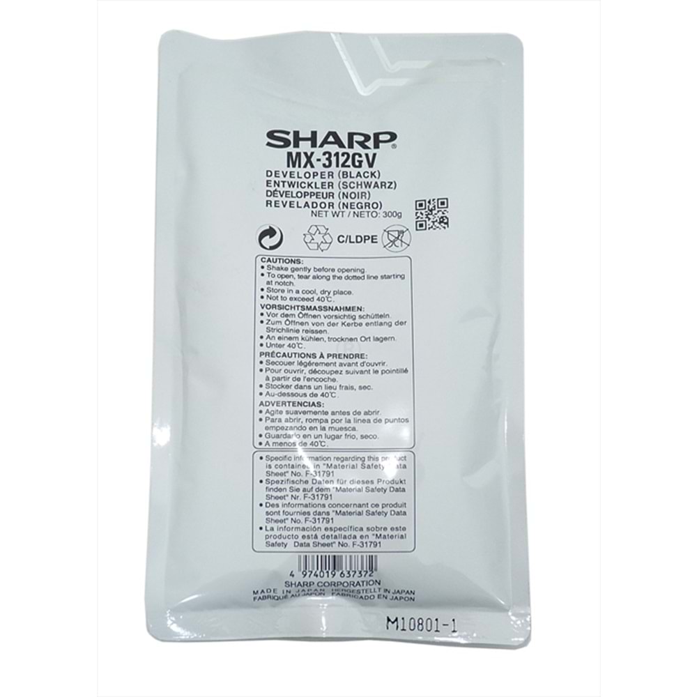 Sharp MX-312 Developer AR 6020, MX M 260, MX M 264, MX M 310, MX M 315, MX M 354, MX M 356, MX-312 FV, MX-312GV, Orjinal