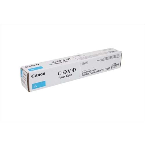 Canon C-EXV 47 Mavi Toner, IR ADVANCE C 250, C 255, C 350, C 351, C 355, 8517B002AA, Orjinal