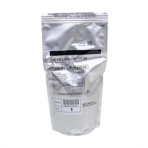Ricoh Type 24 Developer, MP 7500, MP 9001, (885281)(B064-9640), Orjinal