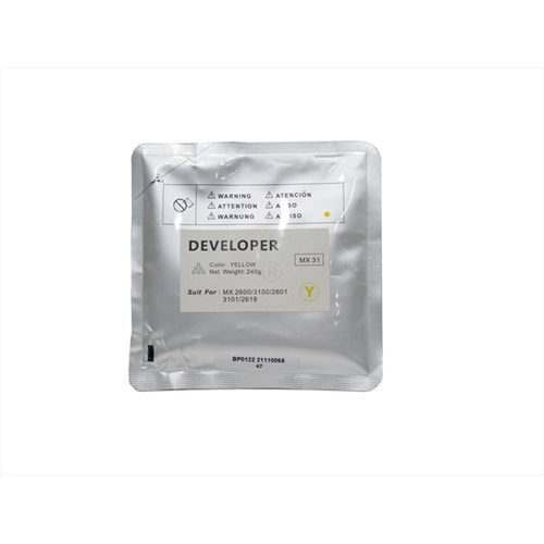 Sharp MX-31 Copyfix Yellow Developer MX 2301, MX 2600, MX 3100, MX 4100, MX 4101, MX 5000, MX 5001, 240g, YCF