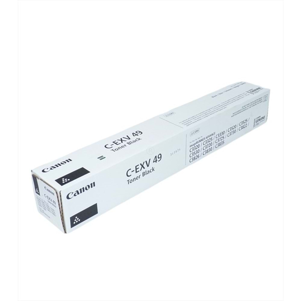Canon C-EXV 49 Siyah Toner, IR C3320, C3325, C3530, DX C3720, C3725, C3835, 8524B002AA, Orjinal