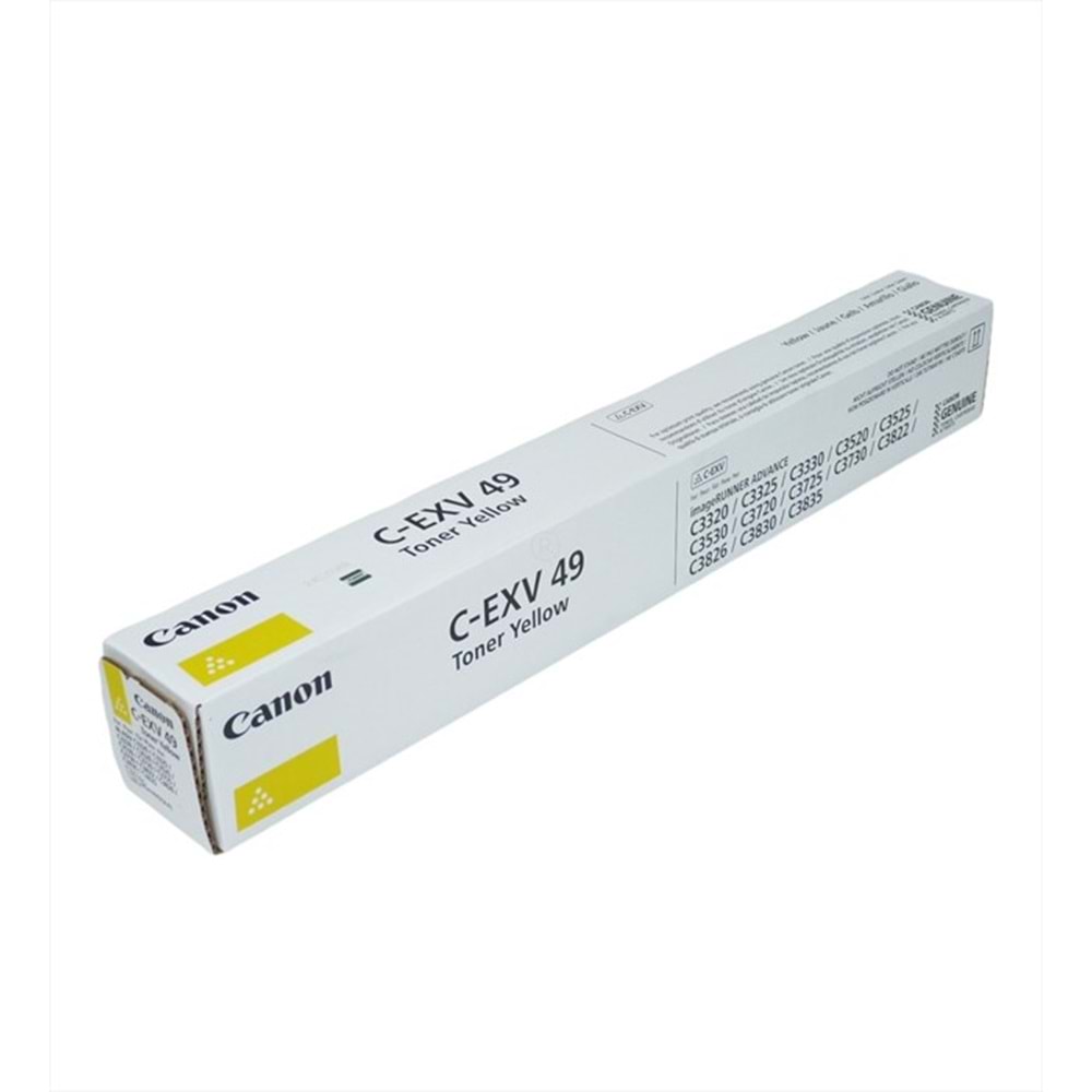 Canon C-EXV 49 Sarı Toner, IR C3320, C3325, C3530, DX C3720, C3725, C3835, 8527B002AA, Orjinal