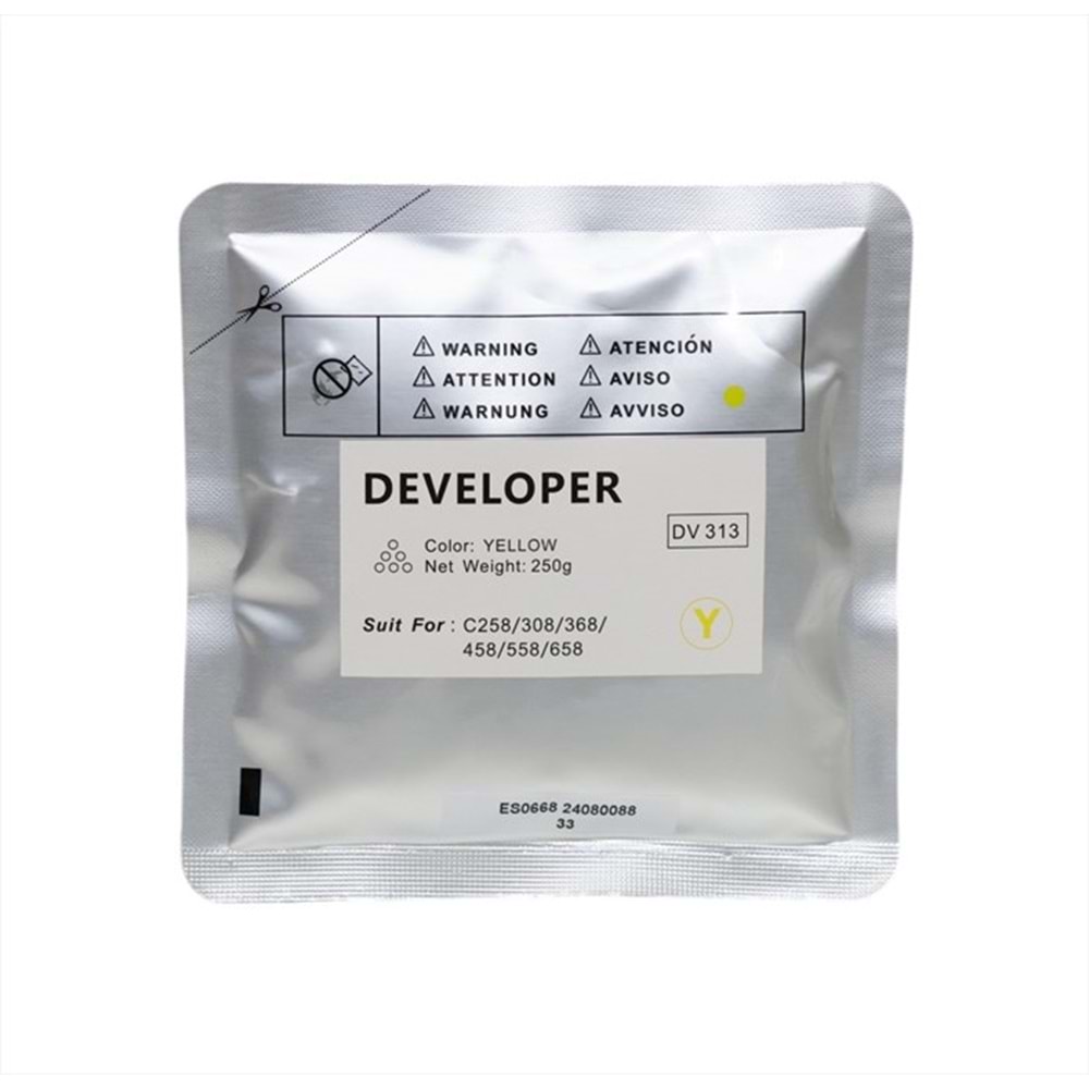 KN, DV-313 Sarı Muadil Developer, C227, C287, DV214Y, 221Y, 226Y, 311M, 313M, 512Y, 619Y, 210g, YCF