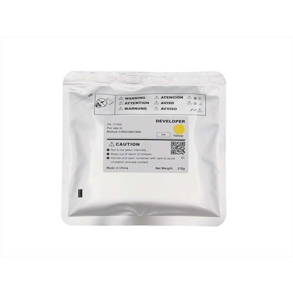 KN, DV-315Y Sarı Muadil Developer, BIZHUB C 250 I, BIZHUB C 300 I, BIZHUB C 360 I, DV-315Y, 210g, CCF, P.171032